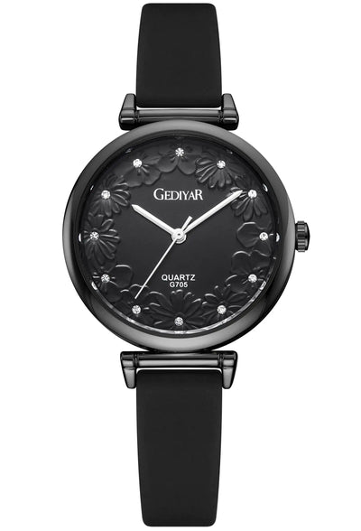 AIYISHI Watch for Women Nurses Nursing Students LadyVariety Colors Second HandSoft Silicone Band Waterproof Quartz Analog Female Watches (G705 Black)