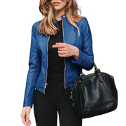Women's Long Sleeve Faux Leather Fashion Jacket