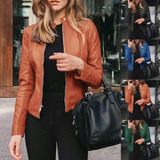 Women's Long Sleeve Faux Leather Fashion Jacket