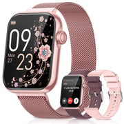 Smart Watches for WomenFitness Tracker Smartwatch for Android Phones/iPhone Compatible1.85" Womens Watch with Blood Pressure MonitorCalls and Messages/Heart Rate/Sleep/Female Cycle(3 Watch Bands)