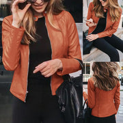 Women's Long Sleeve Faux Leather Fashion Jacket