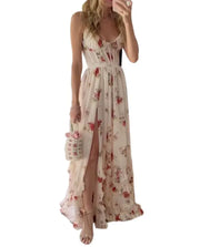 Vestido Largo Floral con Escote en V