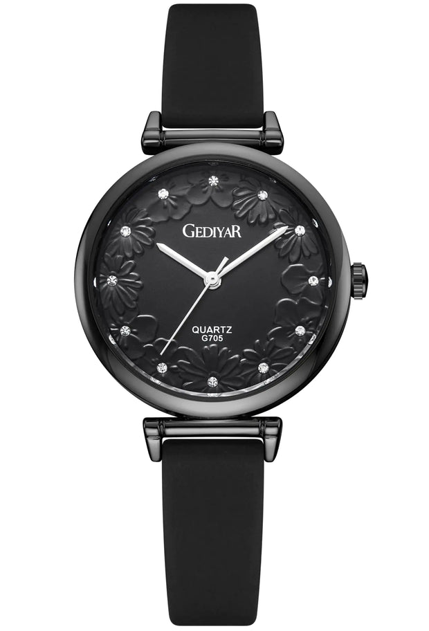 AIYISHI Watch for Women Nurses Nursing Students LadyVariety Colors Second HandSoft Silicone Band Waterproof Quartz Analog Female Watches (G705 Black)